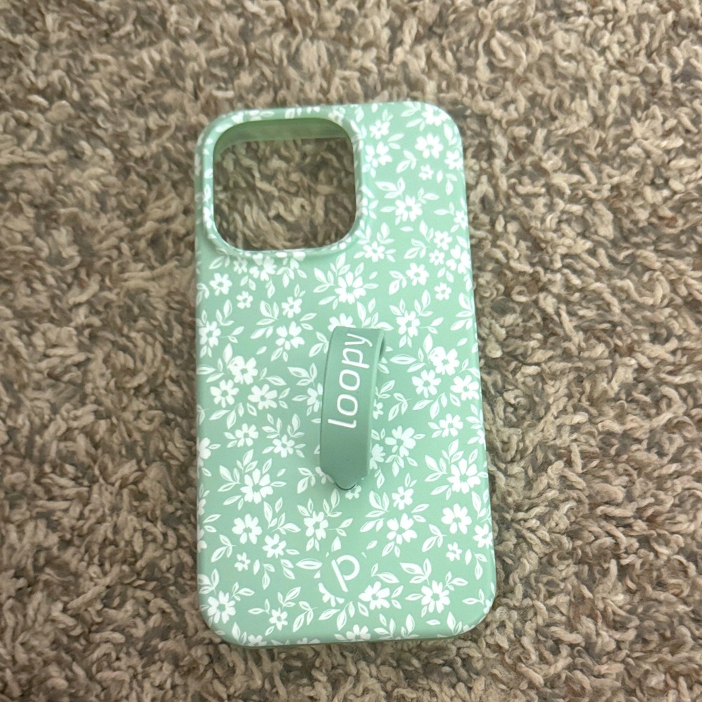 Loopy Case Mint Floral iPhone 15 pro case